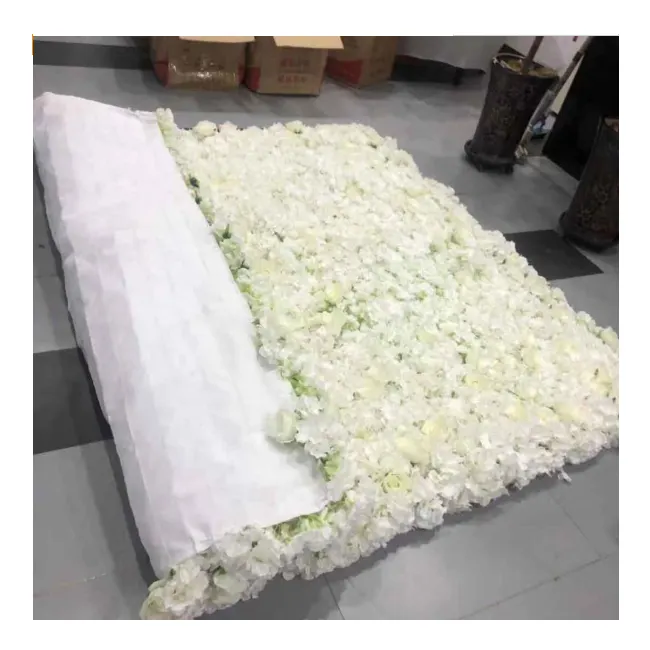 Buon prezzo ortensia per la decorazione di nozze a buon mercato con parete di fiori arrotolabile in seta 3D artificiale rosa