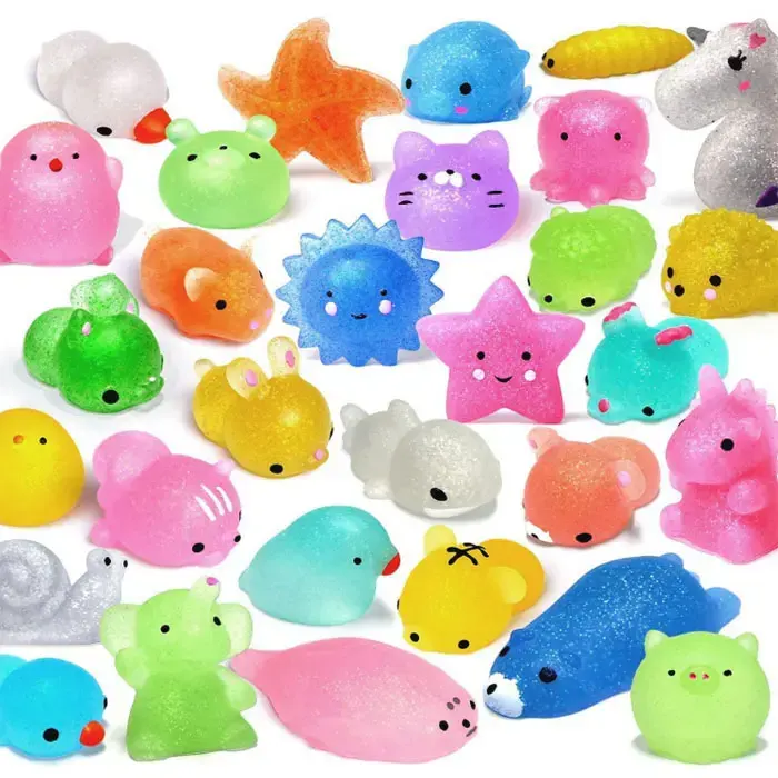 무작위 색깔 TPR 아이를 위한 귀여운 긴장 기복 Mochi 질squishy 한 반짝임 동물 Fidget 짜기 장난감