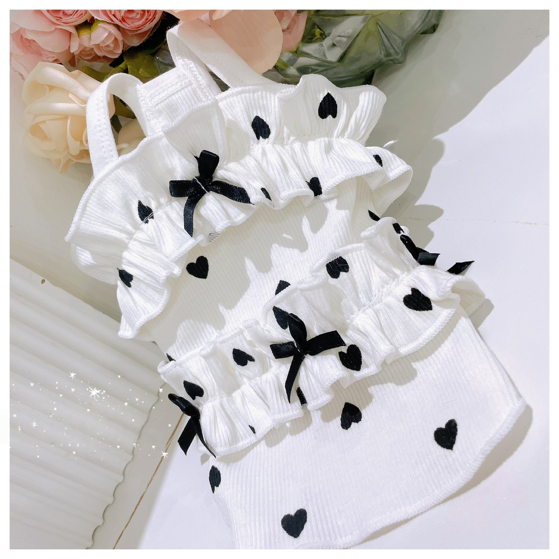 Black and white heart-shaped camisole
