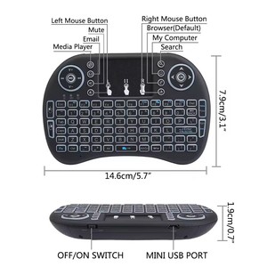 Mini teclado de retroiluminación inalámbrico inglés ruso español 2,4G Air Mouse Touchpad remoto para Android TV Box ordenador Digital I8 - Product Image 3