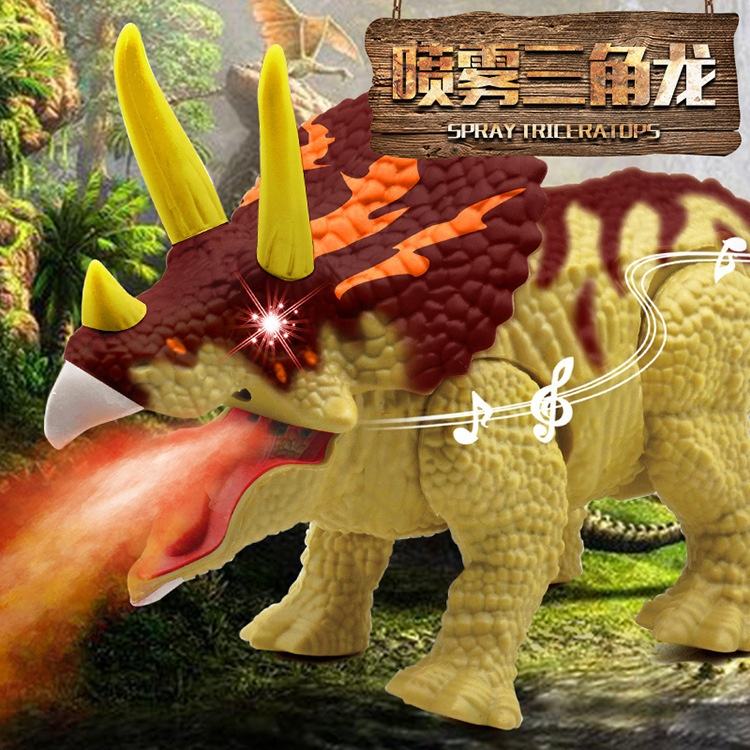 Wholesale Shun Zhan Toys Cool Electric Dinosaur Toys Simulation Flamethrower Spray Triceratops ABS Material Children's Puzzle 4