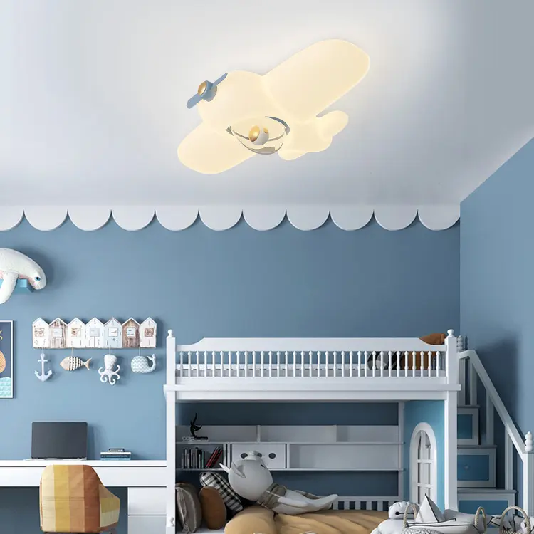 Lampada da soffitto residenziale decorativa a forma di aereo per bambini con luci a led telecomando lampada da soffitto a led