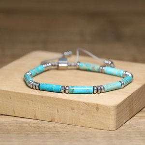 Personnalisé Bohème 4*13mm Imperial Jasper <span class=keywords><strong>Tube</strong></span> Turquoise Pierre Naturelle Perles Dainty Bracelet Boho Bijoux De Mode