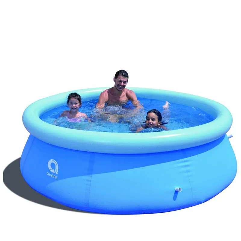 Avenli conjunto de piscina de plástico para adultos, conjunto azul de piscina familiar, 2.4m x 63cm com moldura acima da piscina