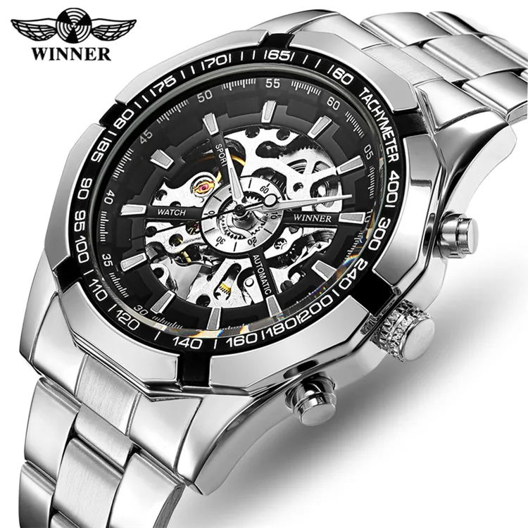 WINNER-reloj mecánico de acero inoxidable para hombre, pulsera autobobinadora automática, 246, 340