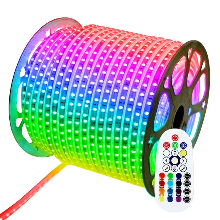 شريط مصابيح Led مع جهاز تحكم عن بعد, 240 230 110 فولت ، 220 فولت ، 5050 فولت ، ألوان متغيرة ، ألوان Rgb