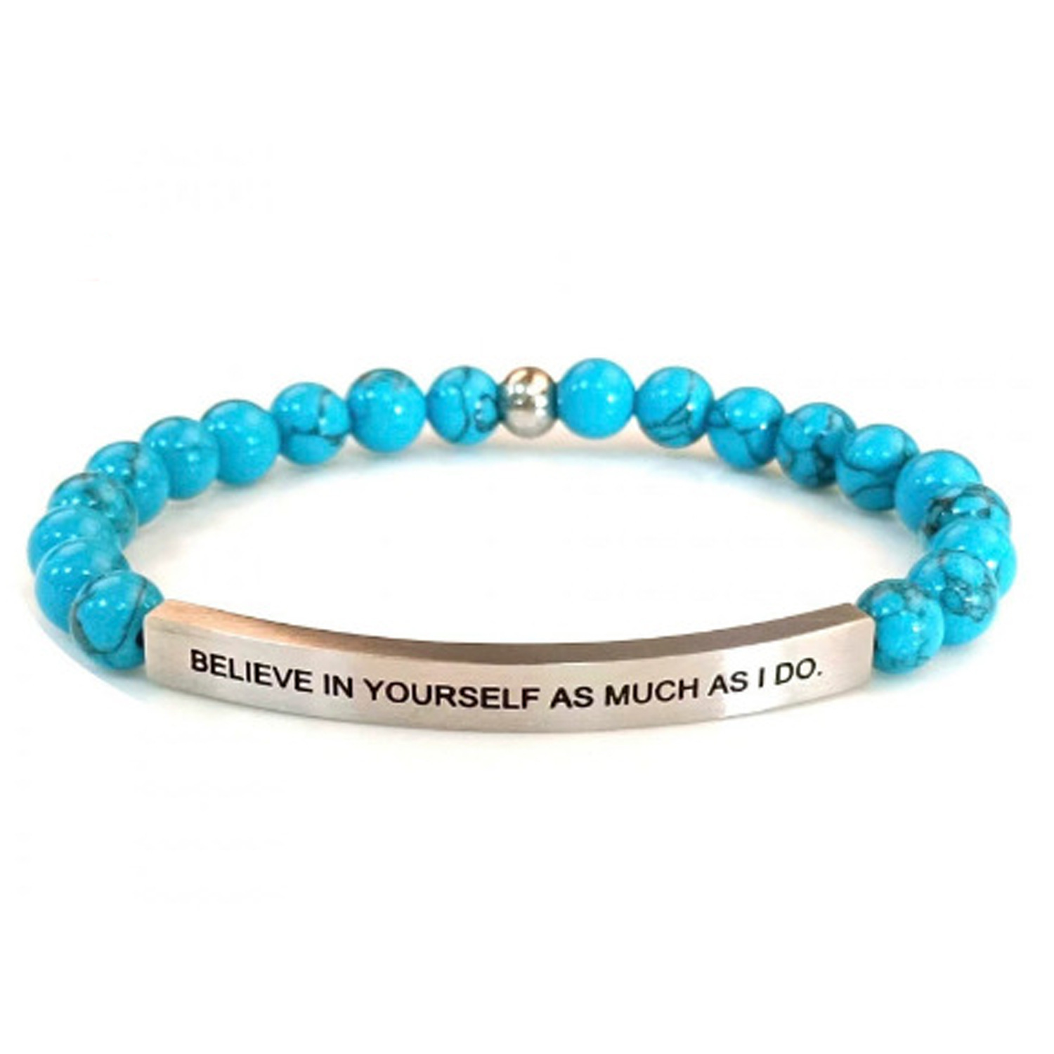 Bracelet turquoise bleu + gravure argentée au coude