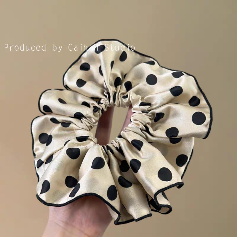 48 satin beige wave dot hair ring-14cm