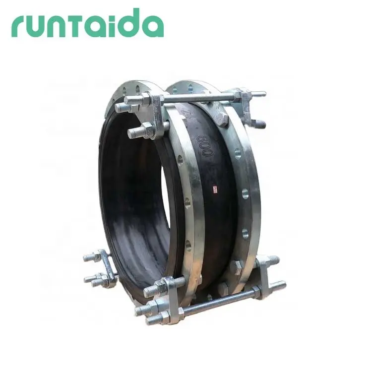 Large Diameter coupling ball gi ends flexible bellow epdm flanged rubber expansion joint with tie rod limit pipe