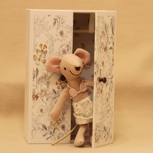 <span class=keywords><strong>Mini</strong></span> vải Mouse Doll Set với bé vận chuyển, nôi & Floral Cabinet-Giả vờ chơi Dollhouse đồ chơi - Product Image 2