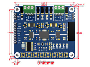2-Channel Isolato RS485 CAPPELLO di Espansione per Raspberry Pi, SC16IS752 + SP3485 Soluzione, con Multi Circuiti di Protezione A Bordo - Product Image 6