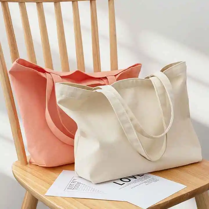 Großhandel Bolsas De Tela De Colores College Plain Wieder verwendbare Lebensmittel Einkaufstasche Baumwolle Leinwand Totes Taschen Mit Tasche