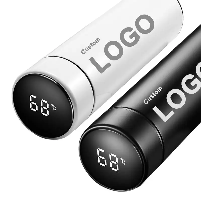 Thermos intelligent de 500ml avec Logo personnalisé, bouteille d'eau de température avec Logo imprimé, emballage personnalisé, boîte-cadeau d'affaires, vente en gros