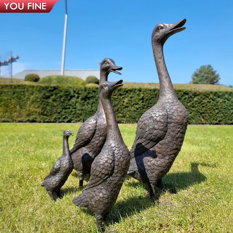 Décoration de jardin extérieur en fonte statue d'animal grandeur nature sculpture de canard en bronze antique à vendre