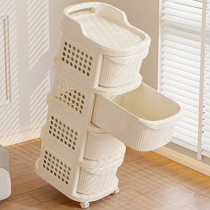 WANUO Chariot de rangement pour crème à 2/3/4/5 niveaux Chariot de rangement pour snacks Chariot de rangement à roulettes en plastique avec tiroirs - Product Image 4