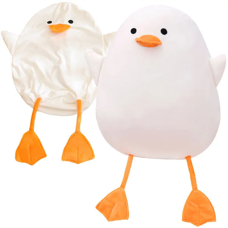 Venta al por mayor de piel de pato blanca bonita sin relleno con cremallera para niños, regalos, cuna de peluche sin relleno, muñeco de juguete de algodón