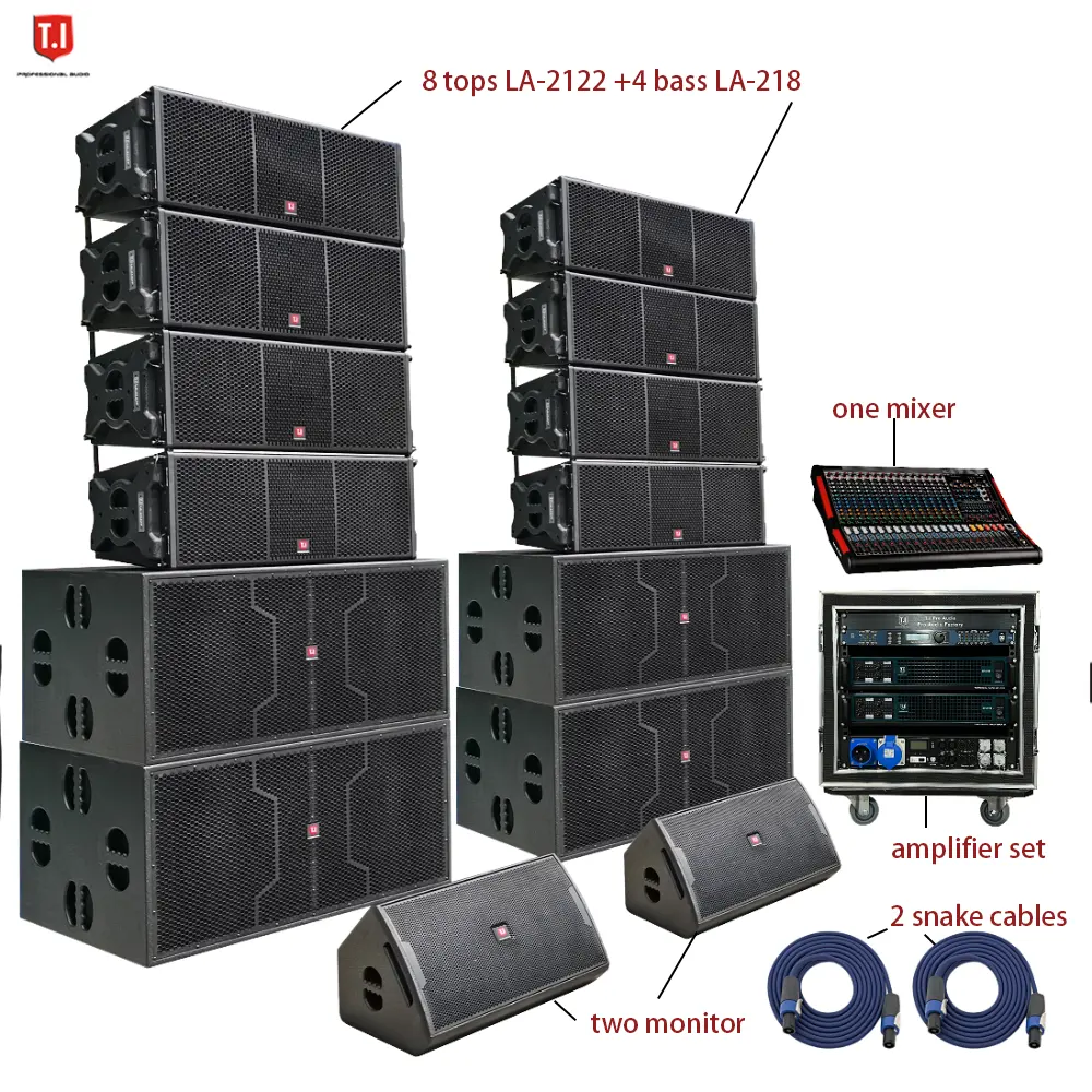 LA-2122P Active Line Array Dual 12 Inci Dua Jalur, Peralatan Suara Dalam dan Luar Ruangan, Sound System Audio Profesional