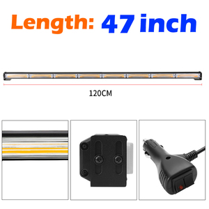 8LED 47 Inch <strong>12V</strong>-24V <strong>80W</strong> COB <strong>LED</strong> Strobe Rooftop Traffic Advisor Flashing Emergency Warning Light Bar with Suction Amber Red&amp;Blue - Product Image 3