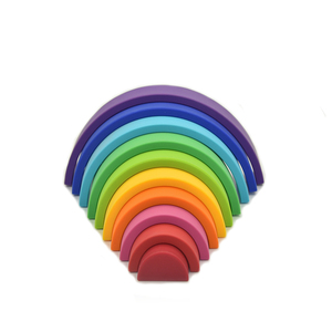 New Design Wooden <strong>Rainbow</strong> Stacker Nesting Puzzle <strong>Rainbows</strong> and Building Blocks Educational Toys for Kids Baby Toddlers - Product Image 3
