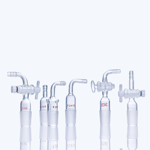 Laboratuvar cam düz tip vakum adaptörü konnektörü ile iki 2 yollu düz delik cam PTFE Stopcock - Product Image 6
