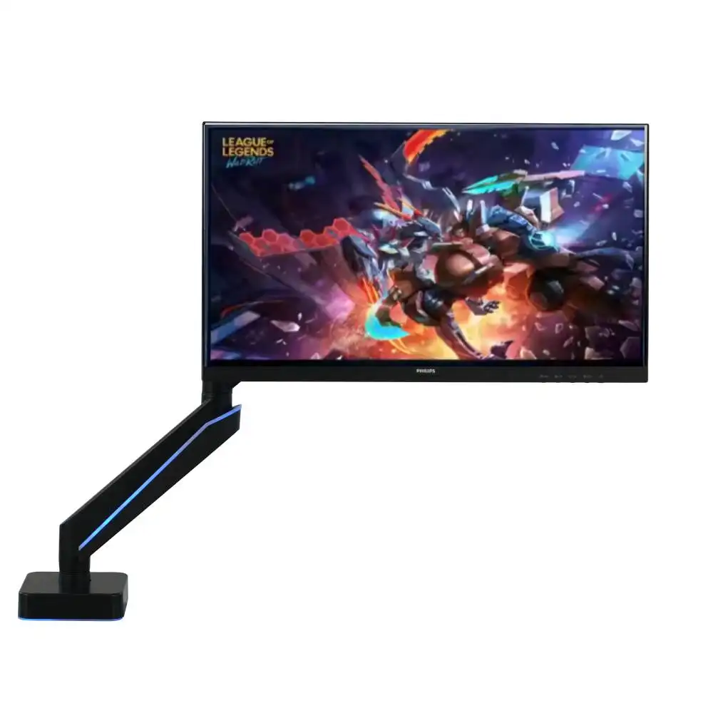 Factory Direct 360 degrees rotatable Black RGB pc monitor arm stand for 10 to 49inch