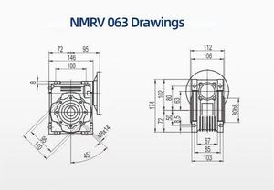 High Torque NMRV 063 , 40:1 Ratio Brida de entrada 80B5, Tamaño del orificio de entrada 19mm Nmrv Reductor de velocidad de la caja de cambios helicoidal - Product Image 5
