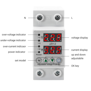Factory Price Din Rain Over Current <strong>Voltage</strong> Protector Device AC 1-63A 220V 230V Adjustable <strong>Voltage</strong> Regulator - Product Image 4