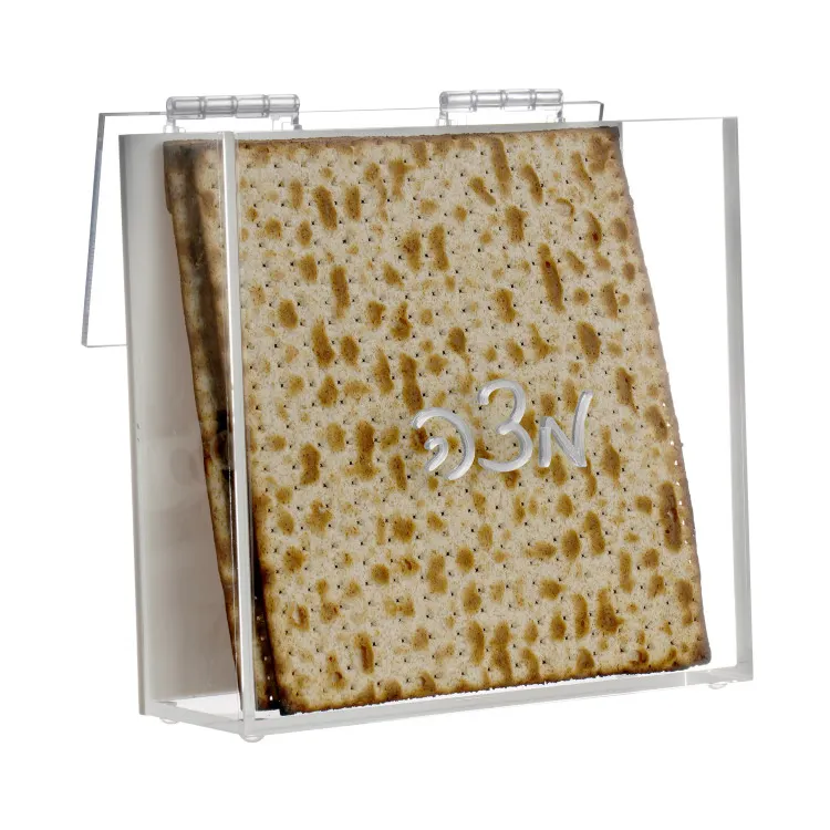 Lucite Judaica Matzah 상자 플립 뚜껑 내구성 아크릴 유월절 Matzah 상자