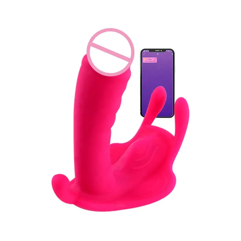 Toptan pembe kelebek silikon yapay penis yetişkin seks oyuncak bayanlar özel seks oyuncak