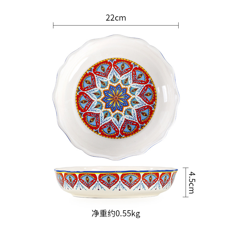 Red celebration 8.6 inch cCurved edge deep plate