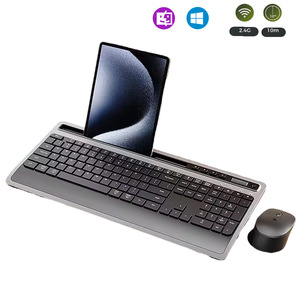 Combo de teclado y ratón inalámbricos, teclado de computadora inalámbrico ergonómico de 2,4G con soporte para tableta de teléfono, compatible con Windows - Product Image 2
