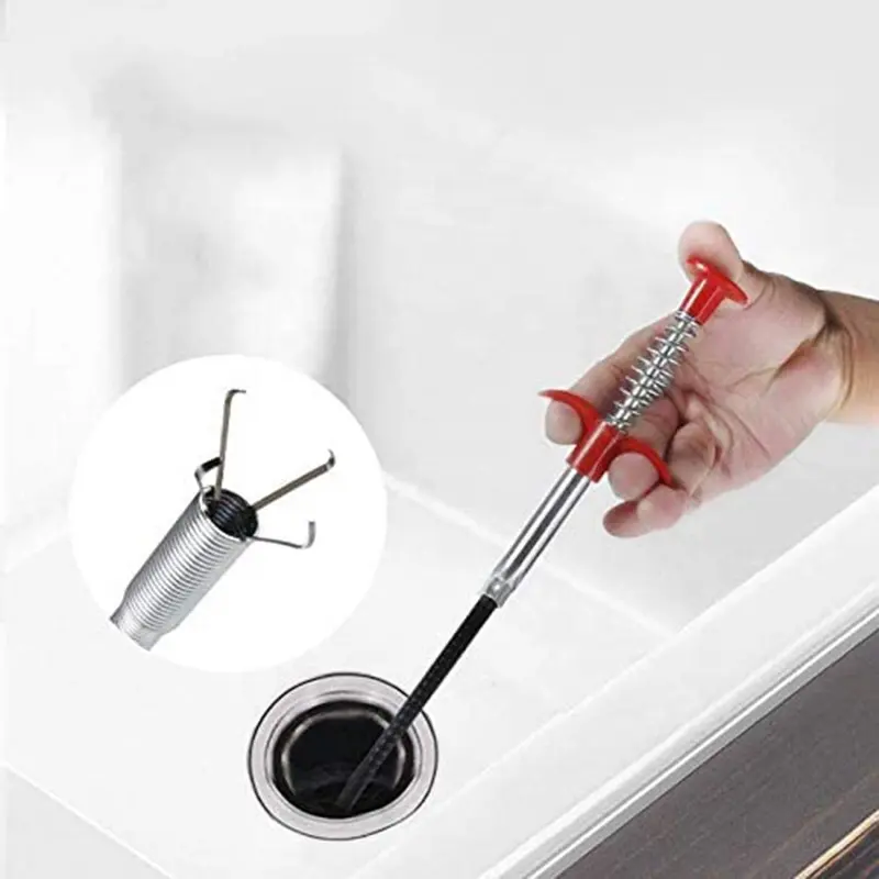 Hot Sale Household Hair Catcher Sewer Sink Tub Dredge Remover Spring Pipe Cleaning Tool Drain Clog Cleaner