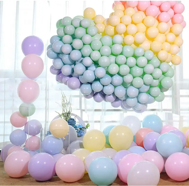 100PCS 10 Zoll Pastell Macaron Ballon Pastell farbige Luftballons Verschiedene Farben Latex Luftballons für Mädchen Hochzeit Geburt