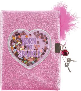 Cuaderno de lentejuelas líquidas personalizado para niñas, libreta con patrón de lentejuelas en forma de corazón, 2 llaves, 1 bloqueo, páginas interiores rosas - Product Image 1