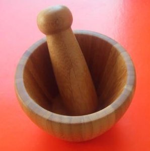 Manual Garlic Masher Food Spice Grinder Bamboo Wood <strong>Mortar</strong> and Pestle Set - Product Image 1
