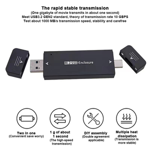 Caja de disco duro externo, caja de estado sólido 2230 2242, usb3.1, tipo A/C, sin cable, USB de doble cabezal - Product Image 5
