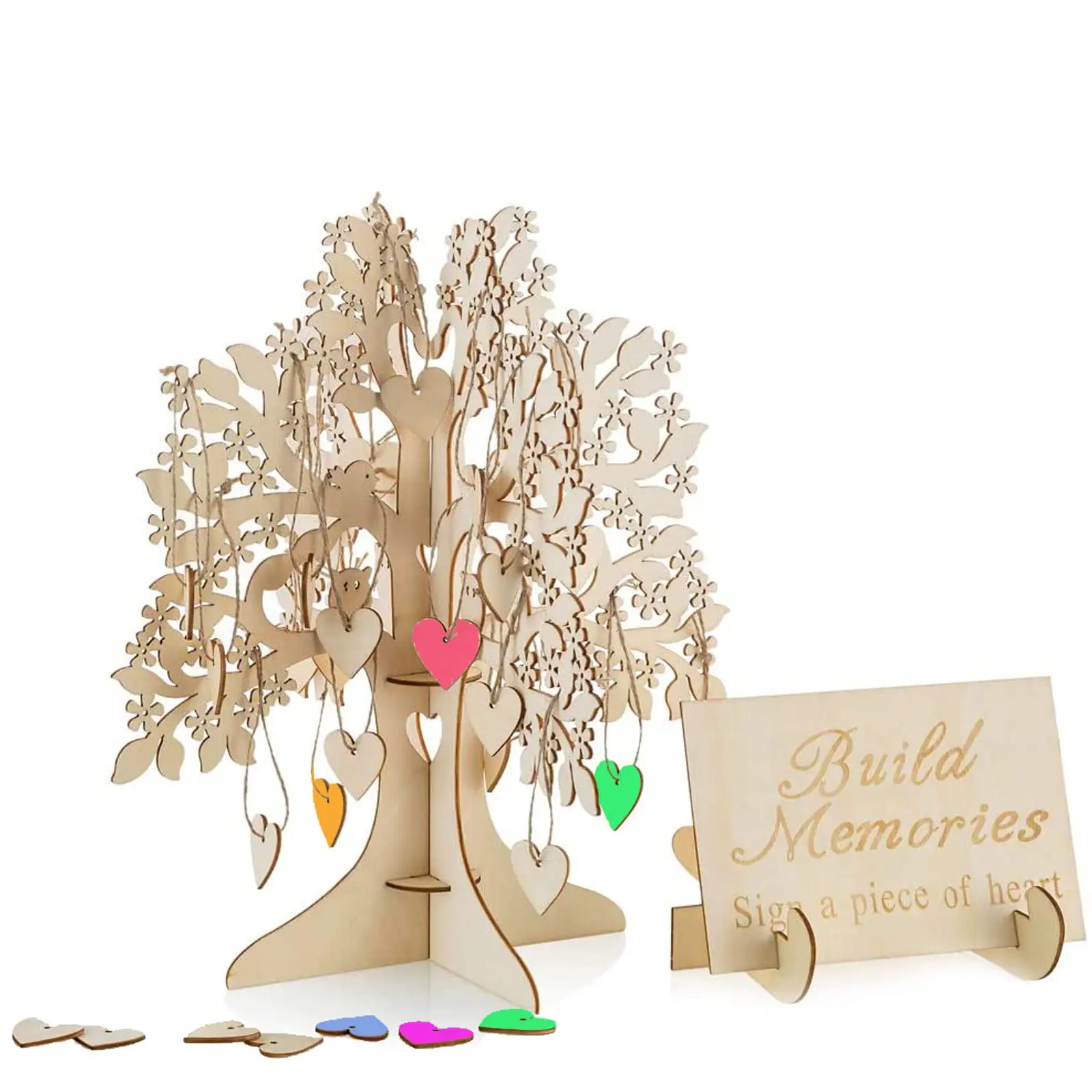 Wedding Guest Book Signature Message Wooden Tree Frame Unique Decoration Gifts Bridal Engagement Vintage Guest Signing in Book