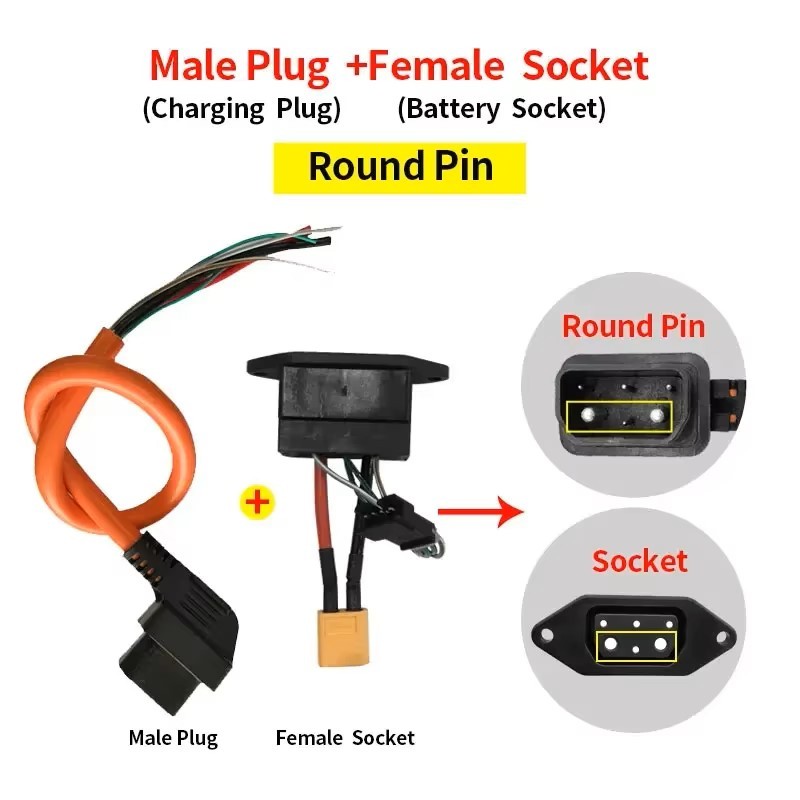 Enchufe macho + conector hembra de clavija redonda