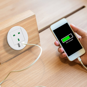 Fábrica oculta en el enchufe montado en el escritorio de la Oficina Enchufe de mesa de escritorio con ojal redondo empotrado con 2 puertos Usb-A - Product Image 5