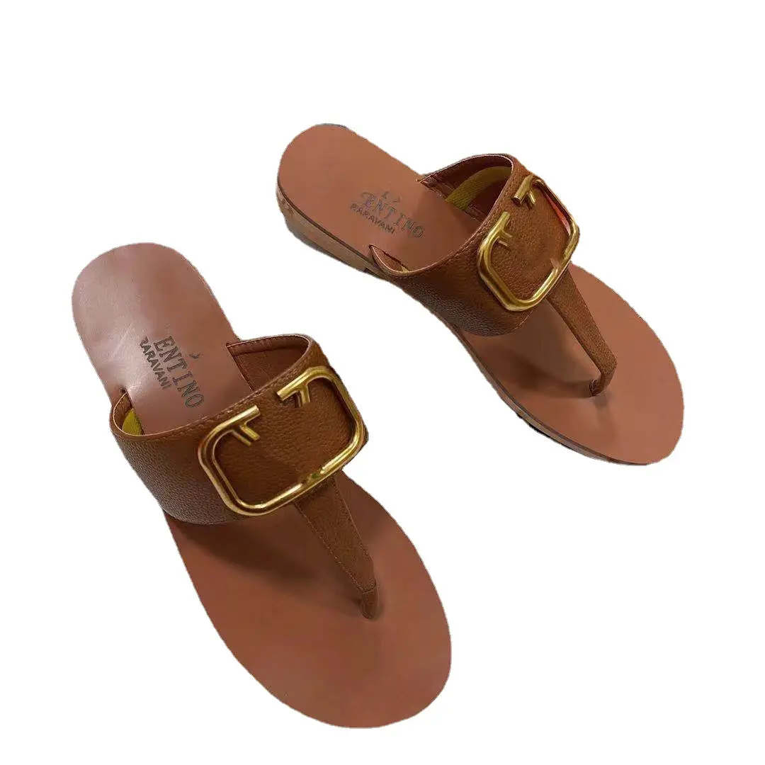 VNTN sandali estivi da donna scarpe basse di lusso in pelle di gomma pantofole scarpe da spiaggia da donna
