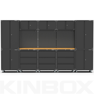 Kinbox ระบบจัดเก็บของในโรงรถสำหรับงานหนัก14ชิ้นตู้เครื่องมือทำงานโลหะพร้อมรถเข็นกลิ้งและล็อกเกอร์ - Product Image 1