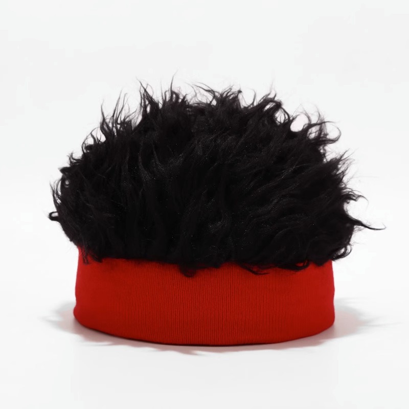 Knitted red brim black hair