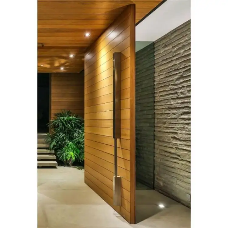 Diseño de madera de roble europeo exterior puertas de madera maciza villa