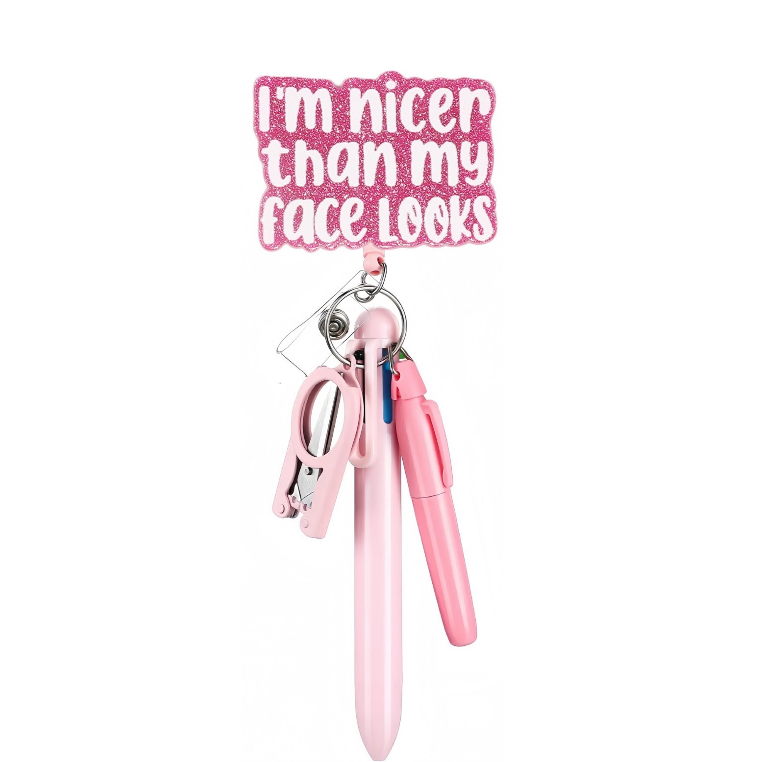 Cara de traje rosa