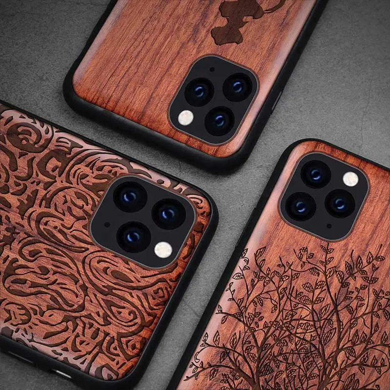 Di legno di Bambù Copertura Della Cassa Del Telefono Delle Cellule Per Il Iphone 12 Caso Di Bambù