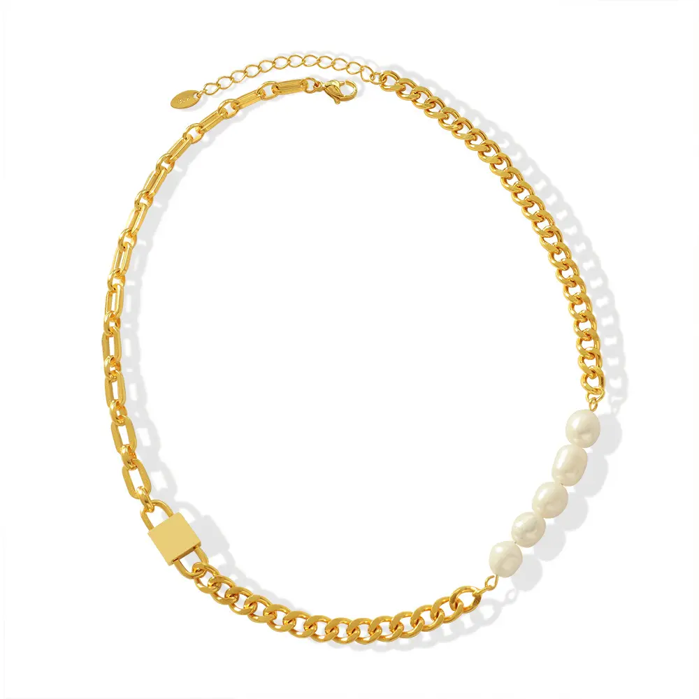 New hip hop locks fresh water pearl chunky chain necklace for women