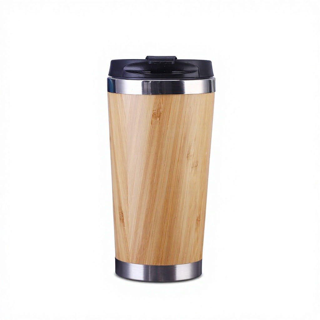 Wood color-450ml plastic lid car cup