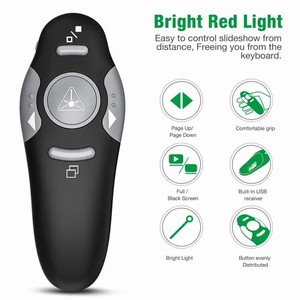 2.4 Ghz senza fili Presenter penna Powerpoint PPT RF telecomando nero penna USB con potenti puntatori Laser rossi