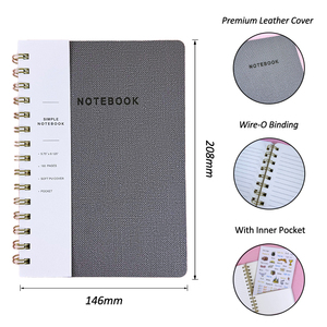 Benutzer definierte Quer linie Ähnliche Leinen Softcover PU Notebook Journal Leder gebundene Doppel ringe Spiral bindung für Tagebuch notiz nehmen - Product Image 6