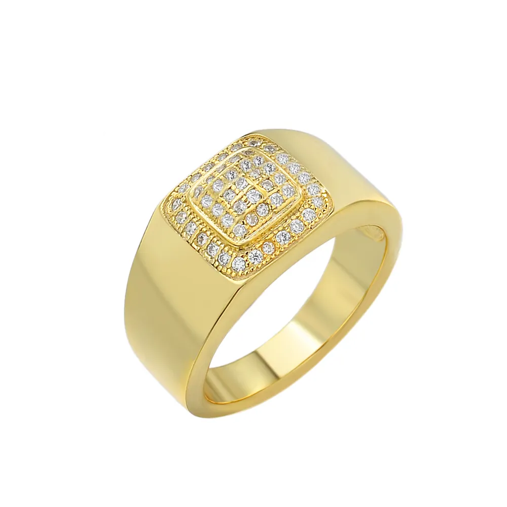 Ювелирное кольцо в стиле хип-хоп, 14 карат, 18 карат, позолоченные, 5А, циркон со льдом, бриллиантовые 925, кольца из стерлингового серебра для мужчин